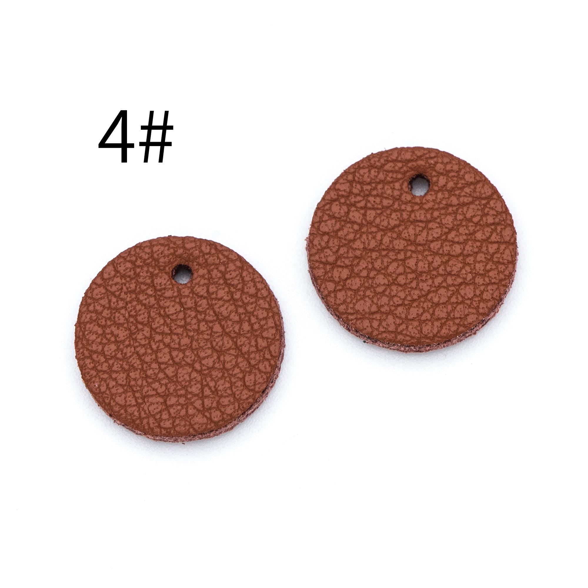 10pcs Genuine Leather Round Charms 15mm, Flat Coin Disc Geometric Pendants, DIY Components for Earrings, (FB-062)